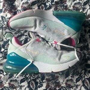 Nike Air Max 270 White and Teal Sneakers